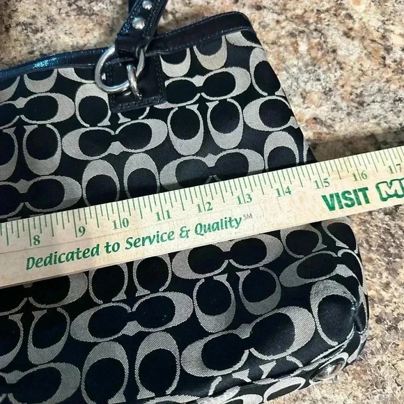 Coach Penelope Sig C Shoulder Bag Black Canvas Leather Jacquard Authenticated - Picture 12 of 16